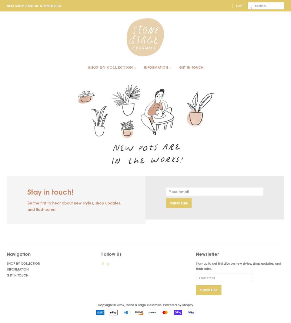 stoneandsageceramics.com shopify website screenshot