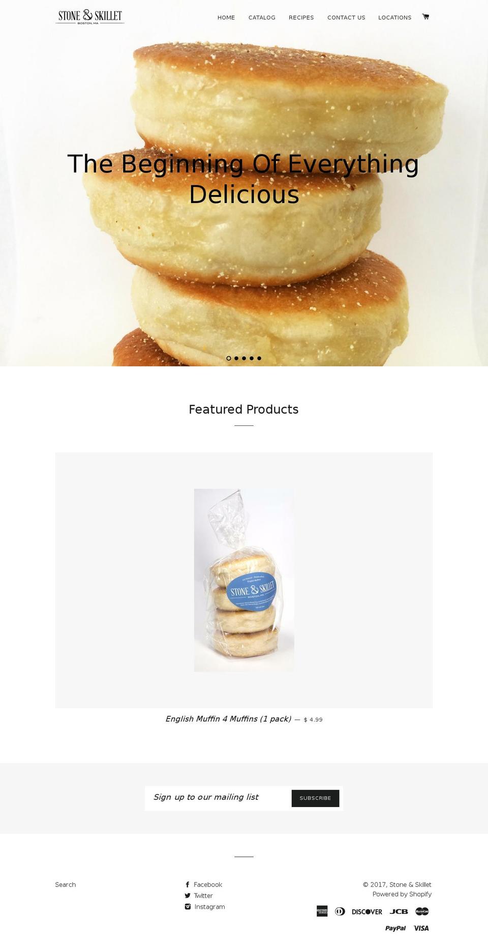 stoneandskillet.com shopify website screenshot