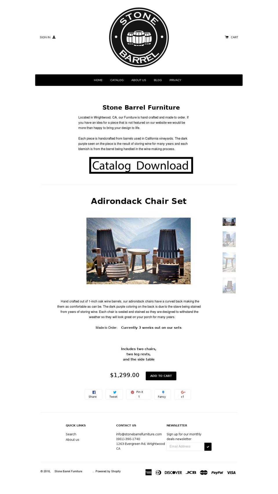stonebarrelfurniture.com shopify website screenshot