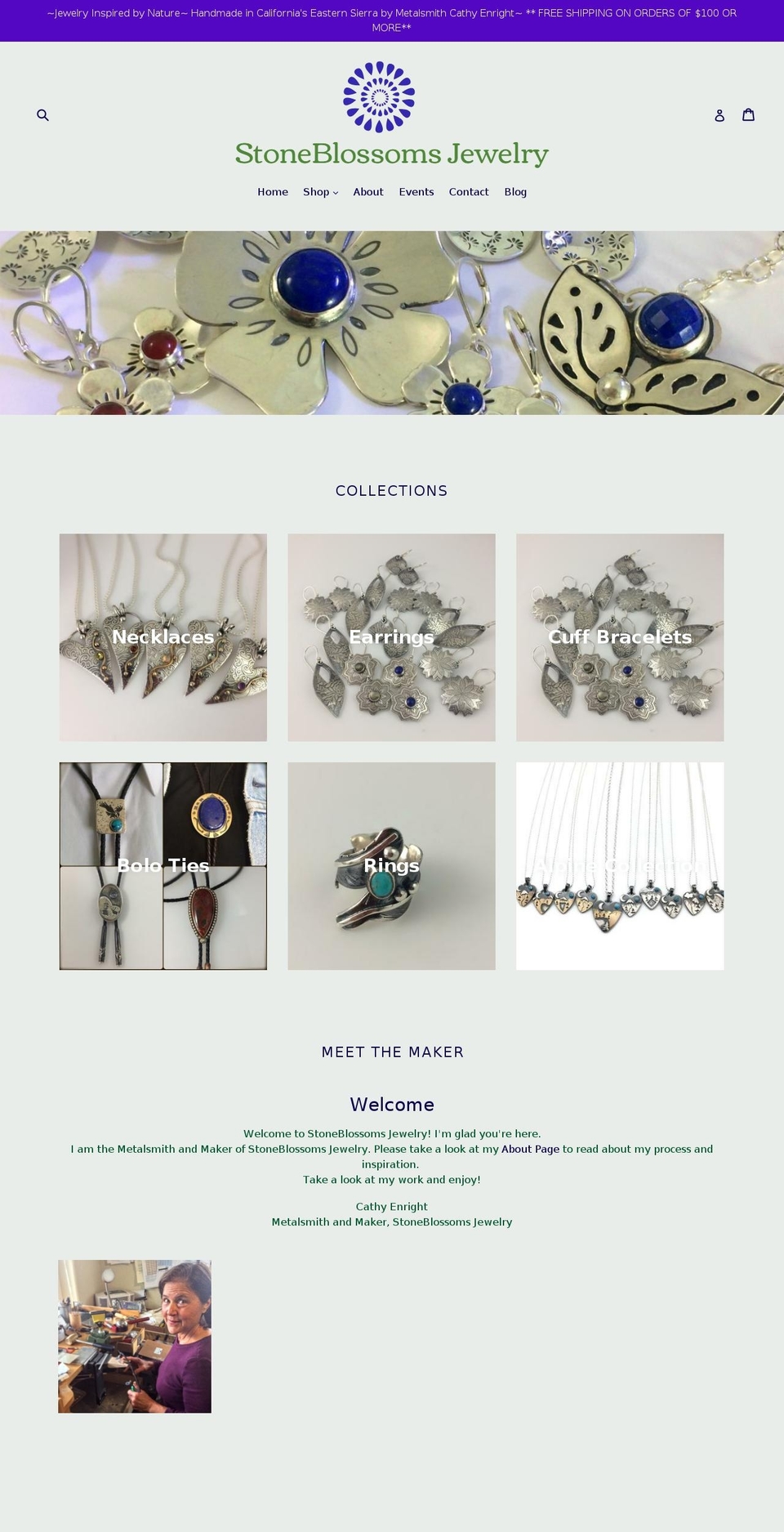 stoneblossomsjewelry.com shopify website screenshot