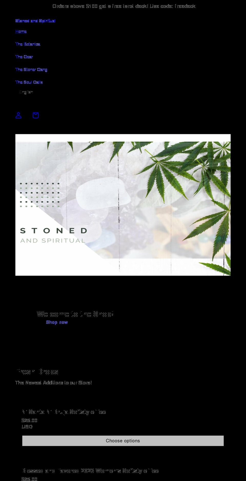 stonedandspiritual.com shopify website screenshot
