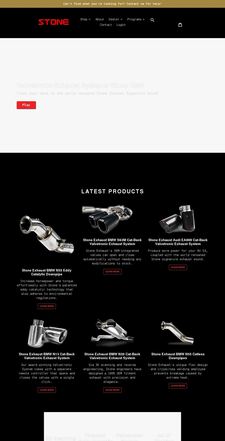 stoneexhausts.com shopify website screenshot