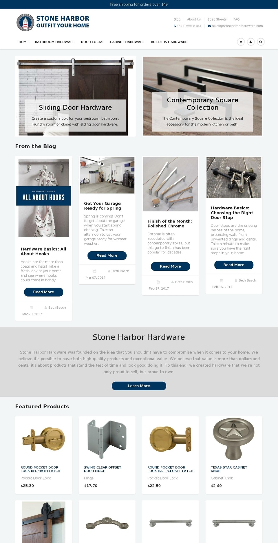 stoneharborhardware.com shopify website screenshot