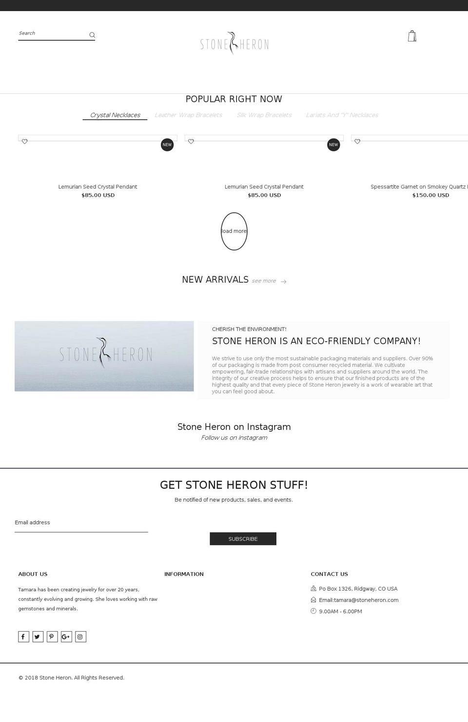 StoneHeron_Theme_Version2 Shopify theme site example stoneheron.net