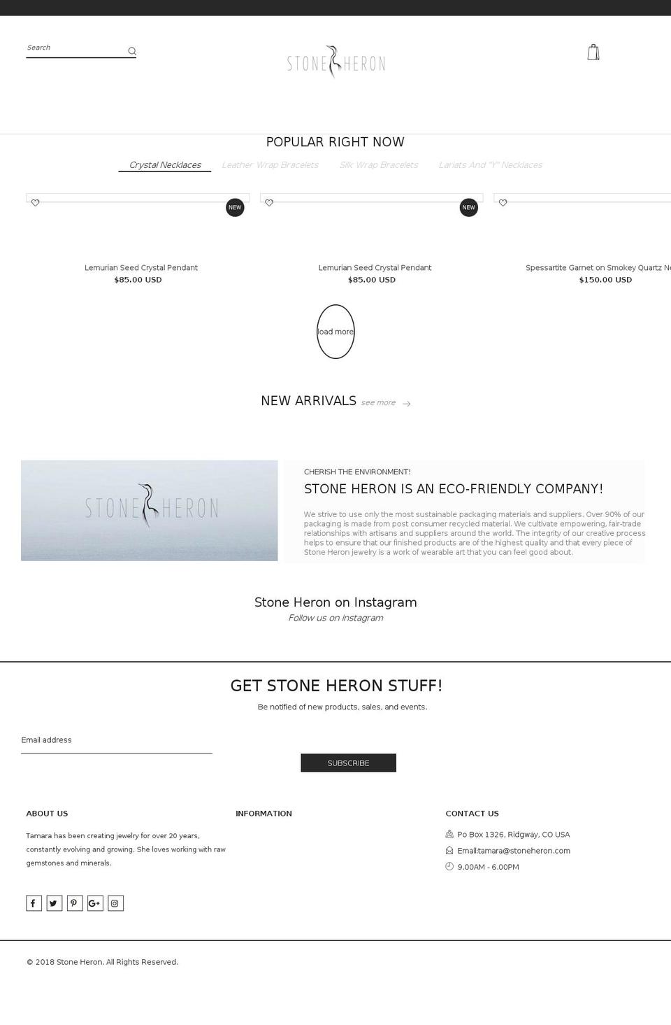 StoneHeron_Theme_Version2 Shopify theme site example stoneheronjewelry.com