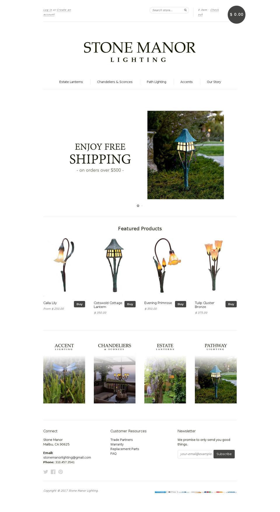 stonemanorlighting.com shopify website screenshot