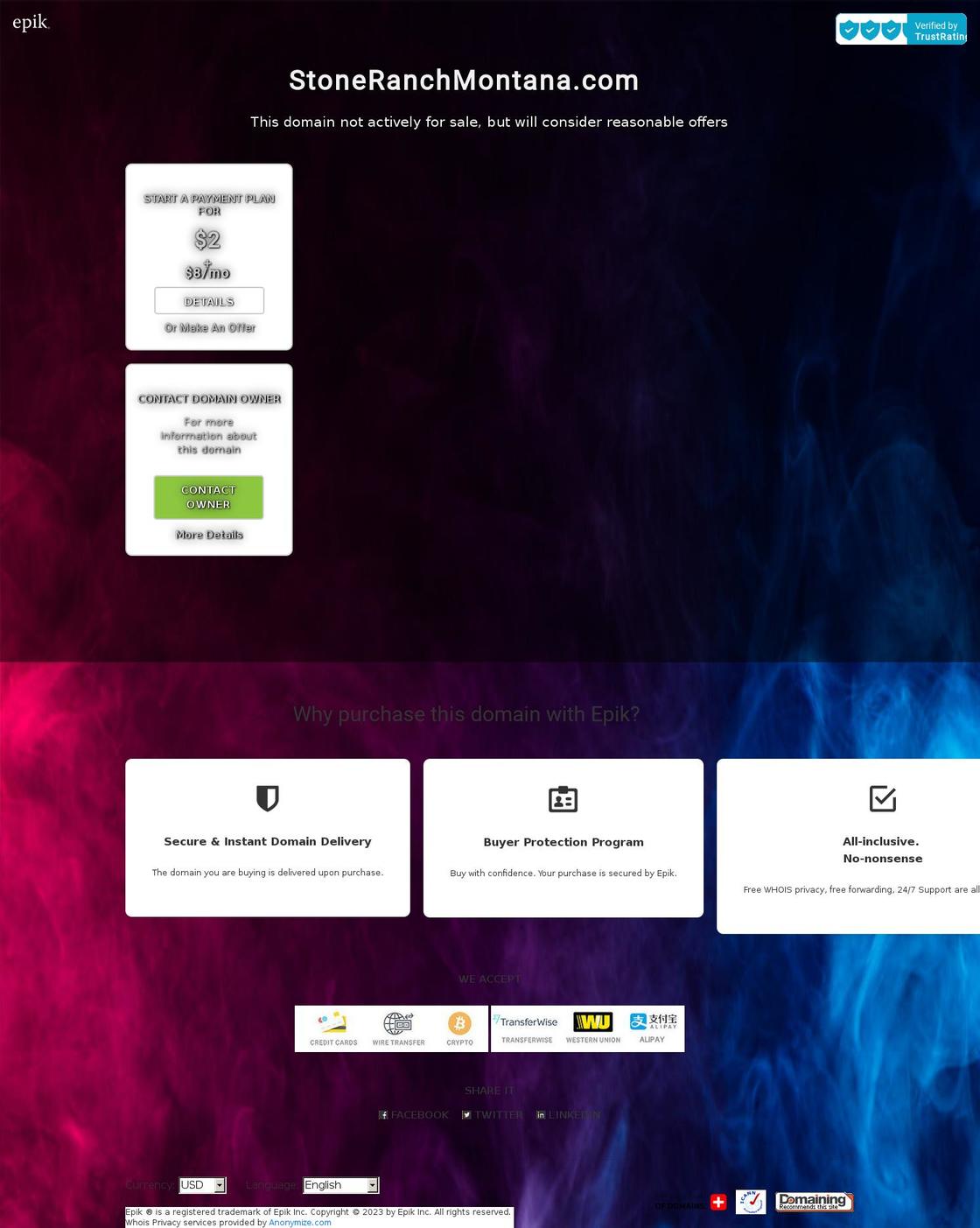 stoneranchmontana.com — Shopify storefront screenshot