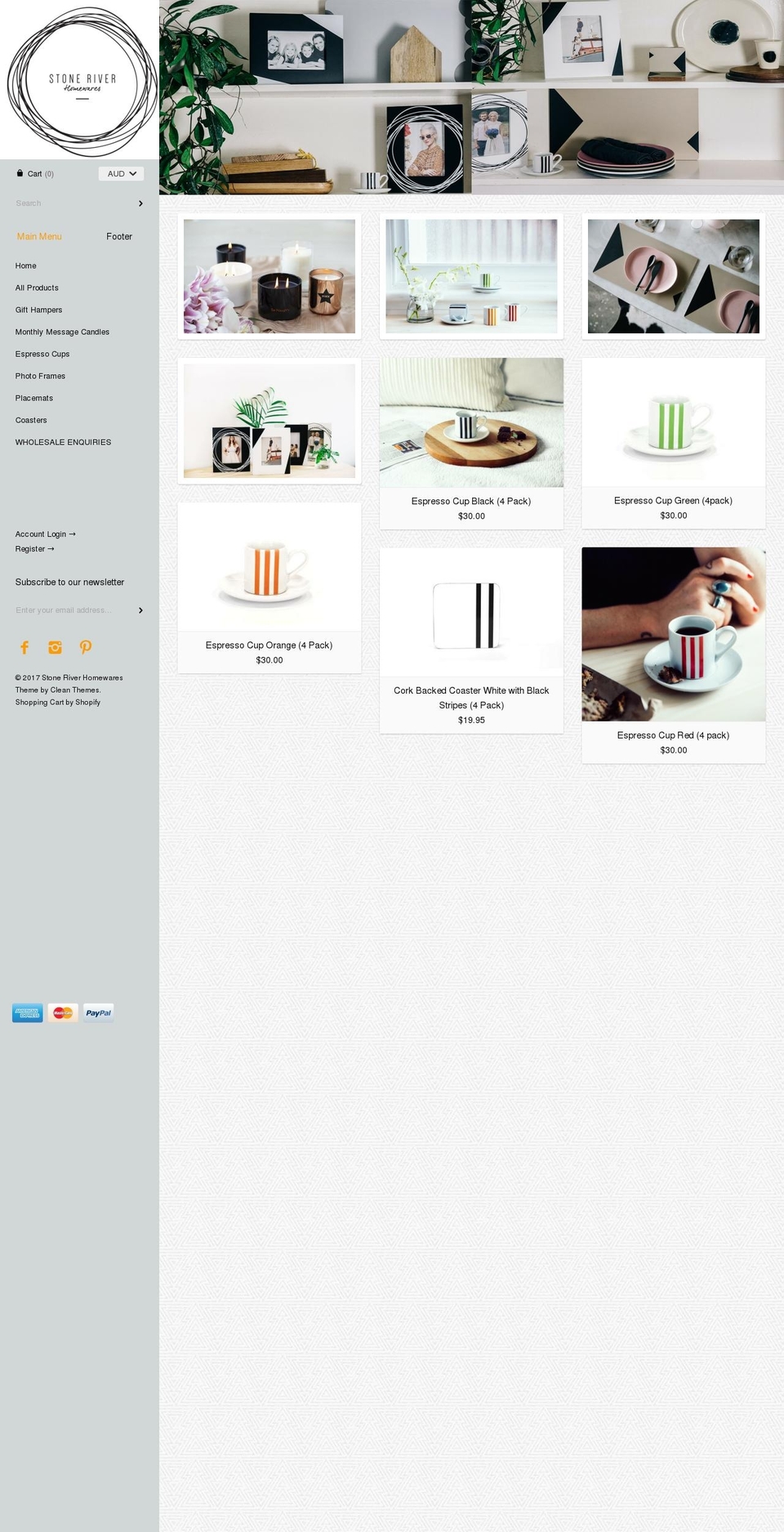 stoneriverhomewares.com shopify website screenshot