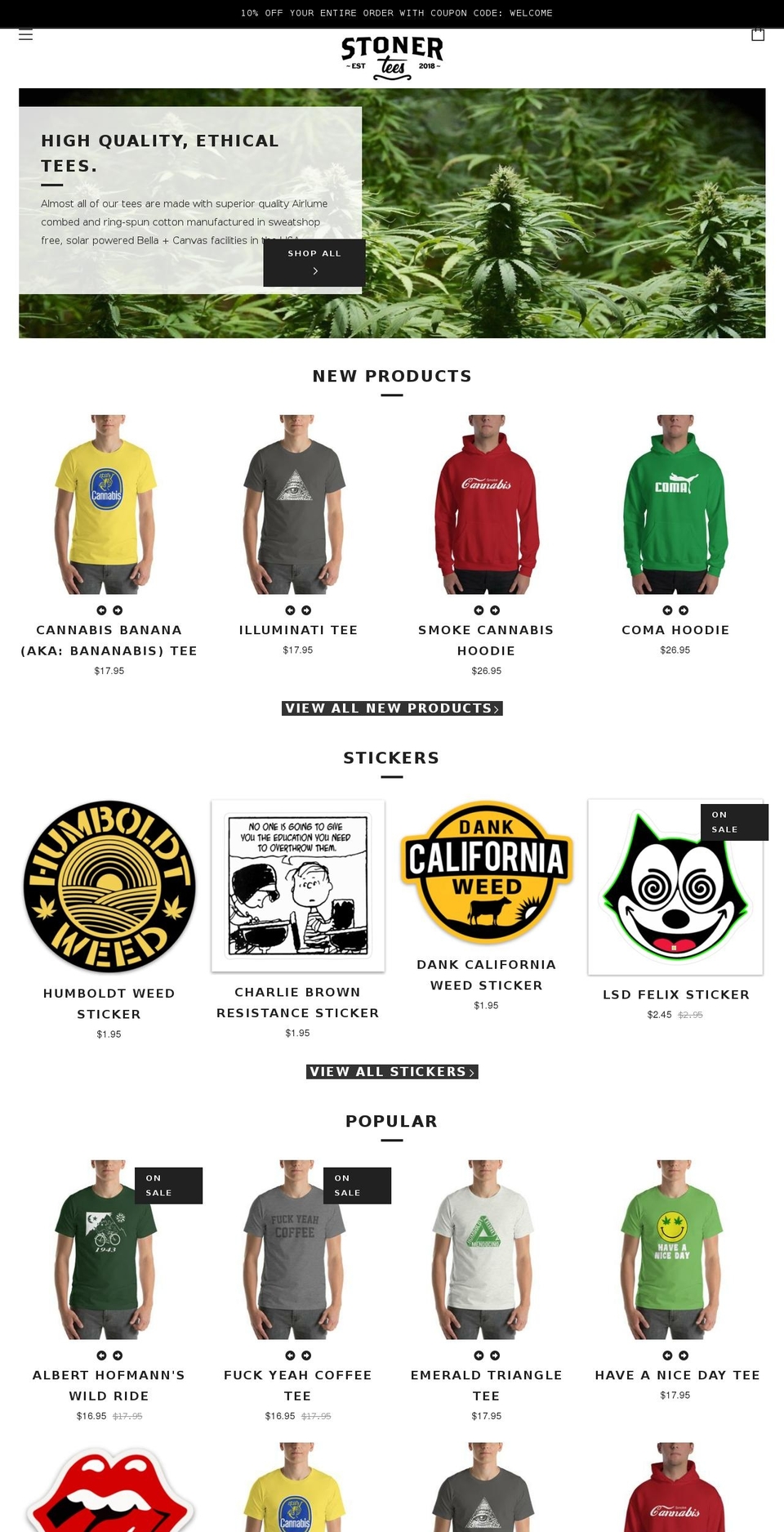 stonertees.com — Shopify storefront screenshot