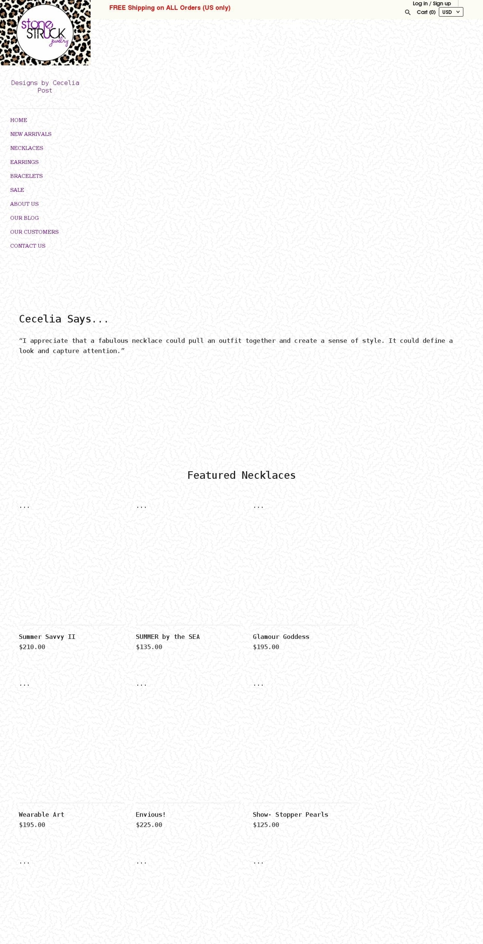 stonestruckjewelry.com shopify website screenshot