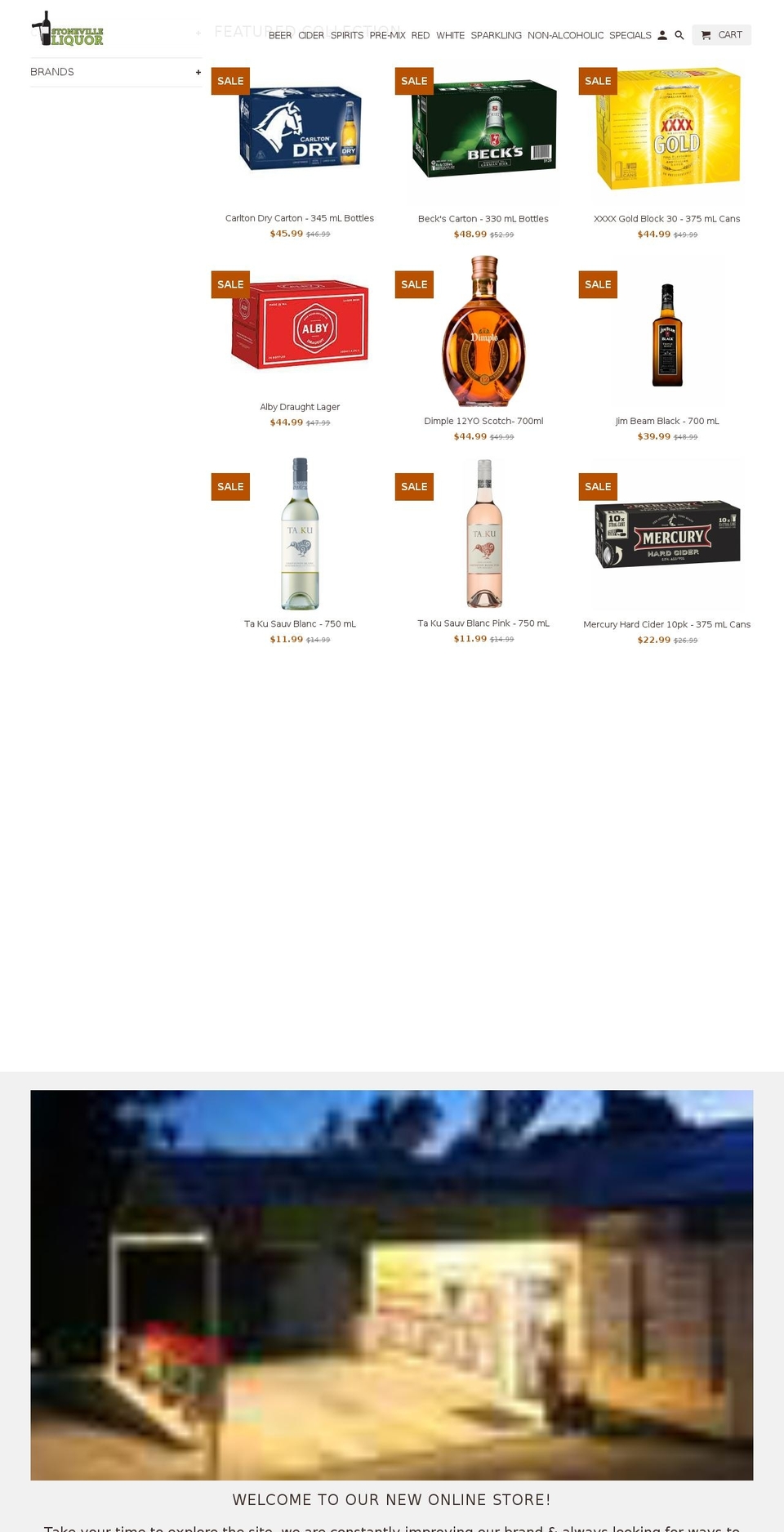 stonevilleliquor.com.au shopify website screenshot