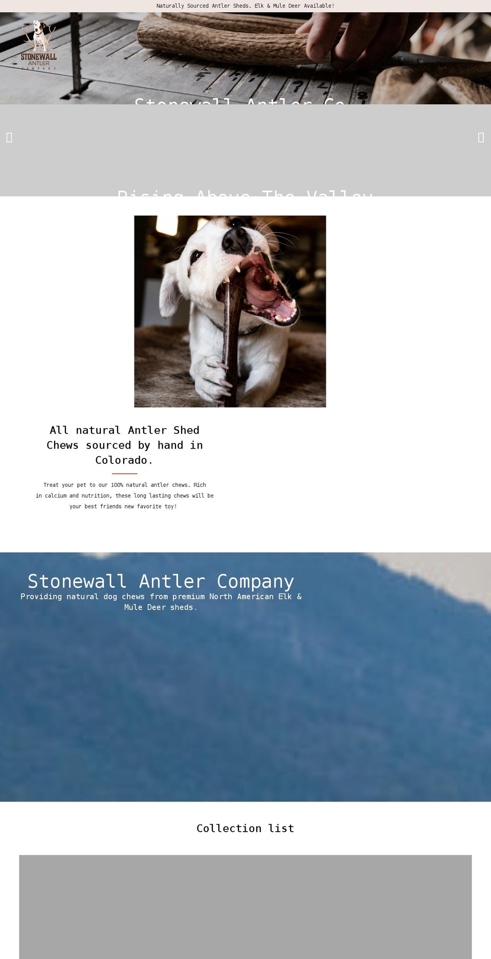 stonewallantlerco.com shopify website screenshot