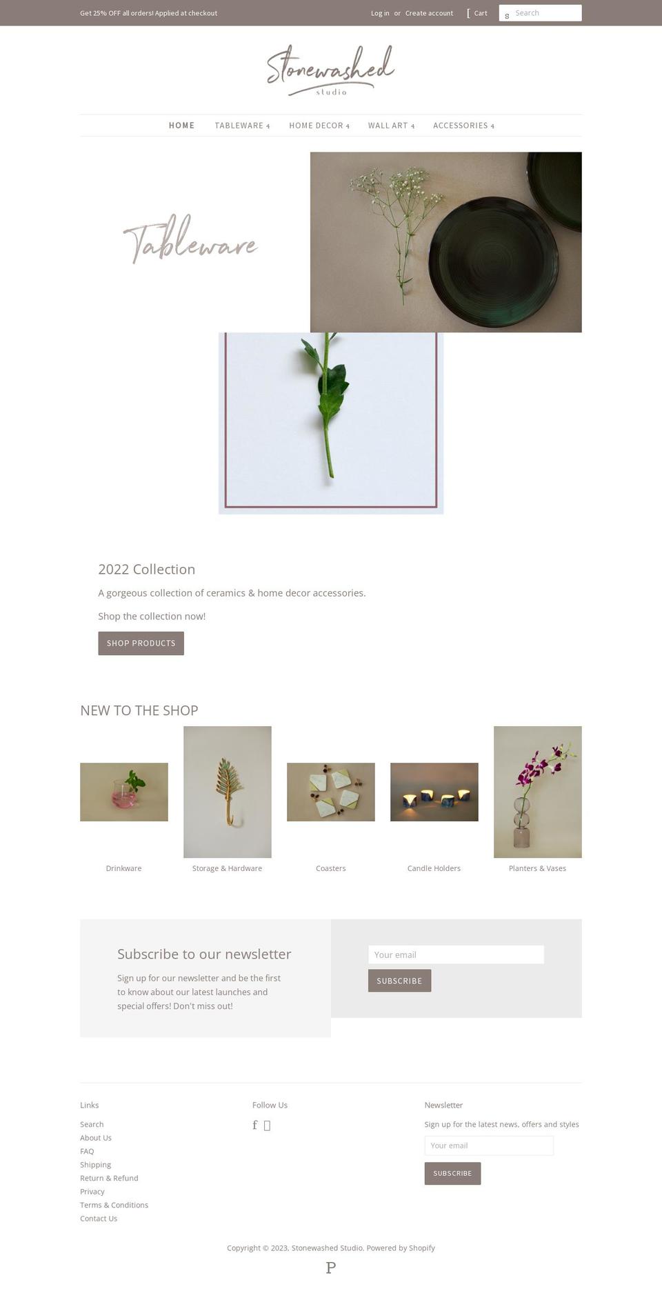 stonewashedstudio.com shopify website screenshot