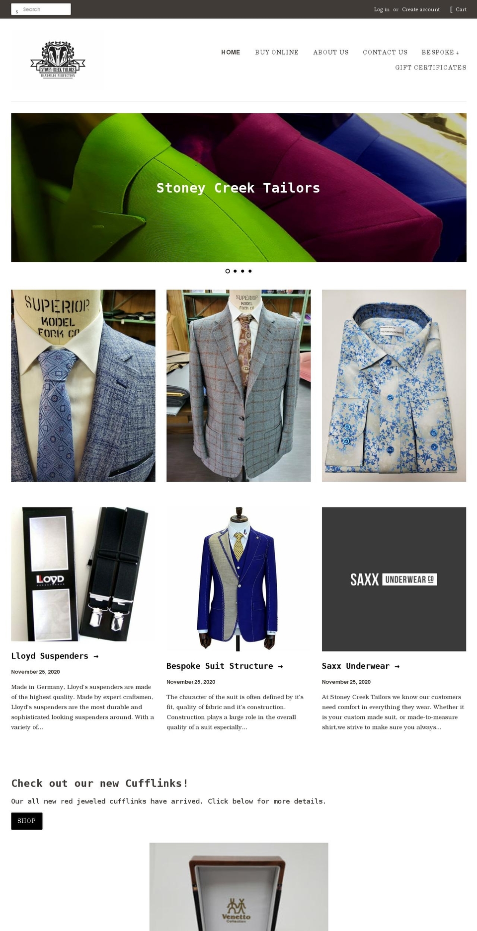 stoneycreektailors.com shopify website screenshot