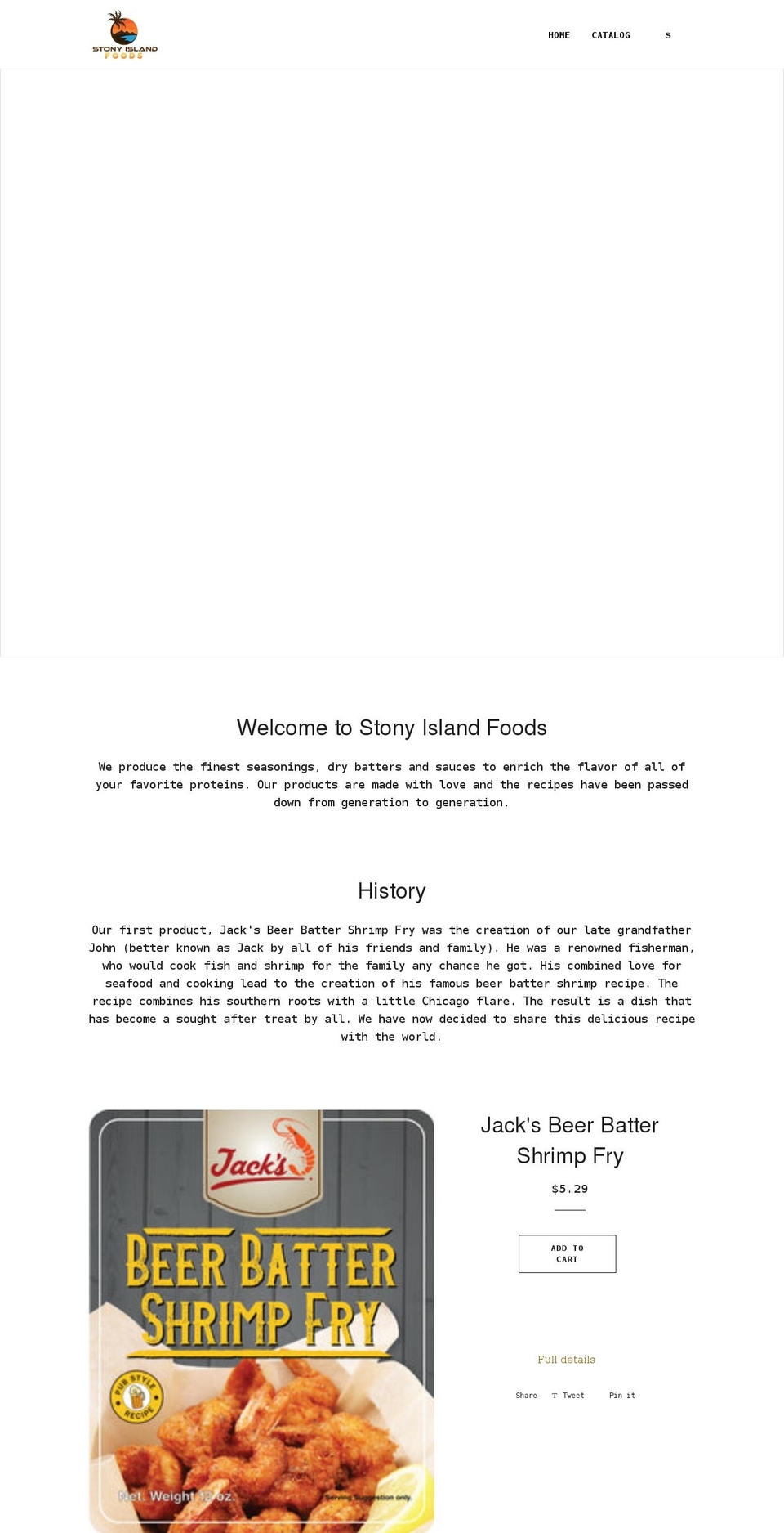 stonyislandfoods.com shopify website screenshot