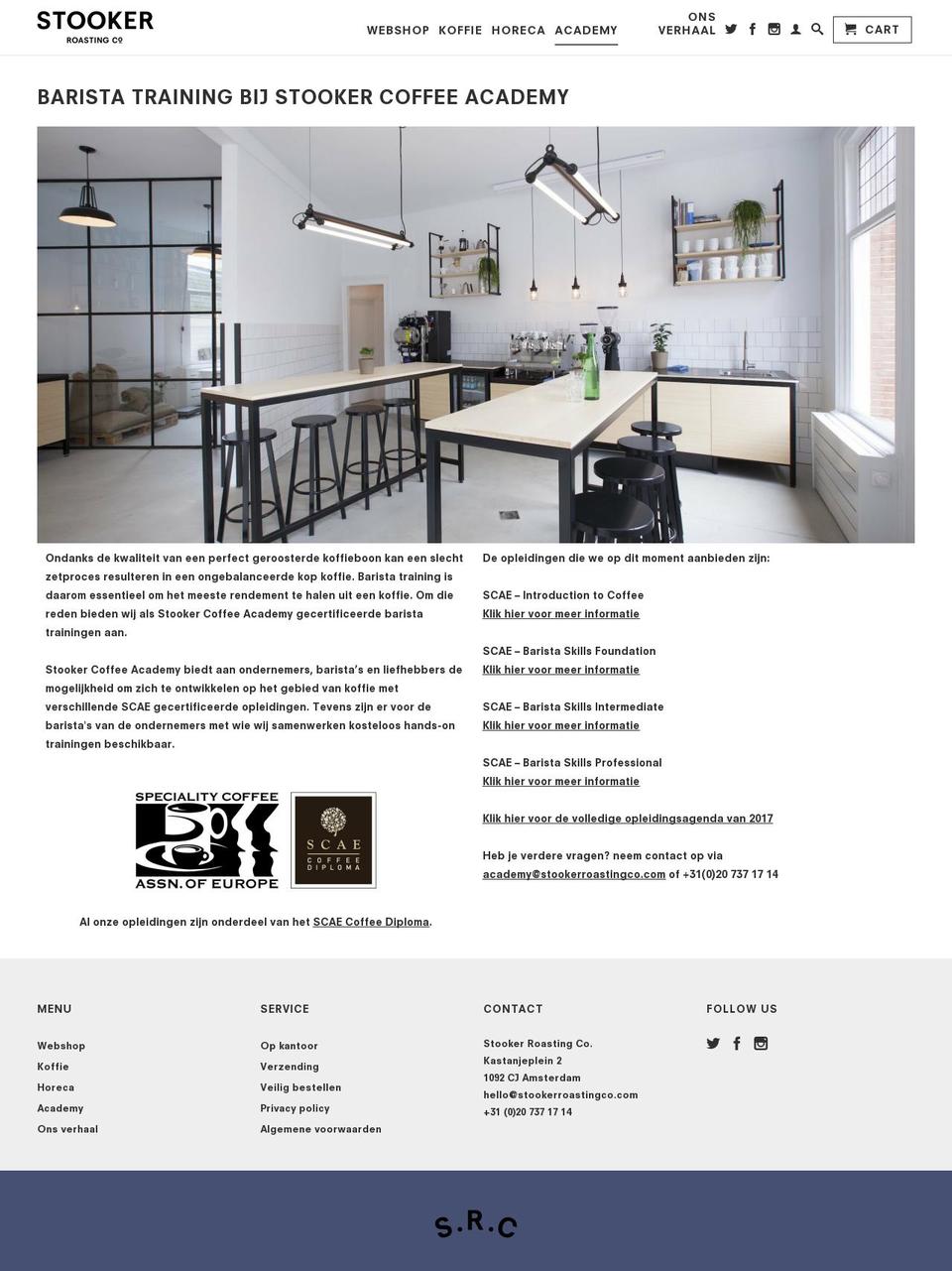 stookercoffeeacademy.com shopify website screenshot