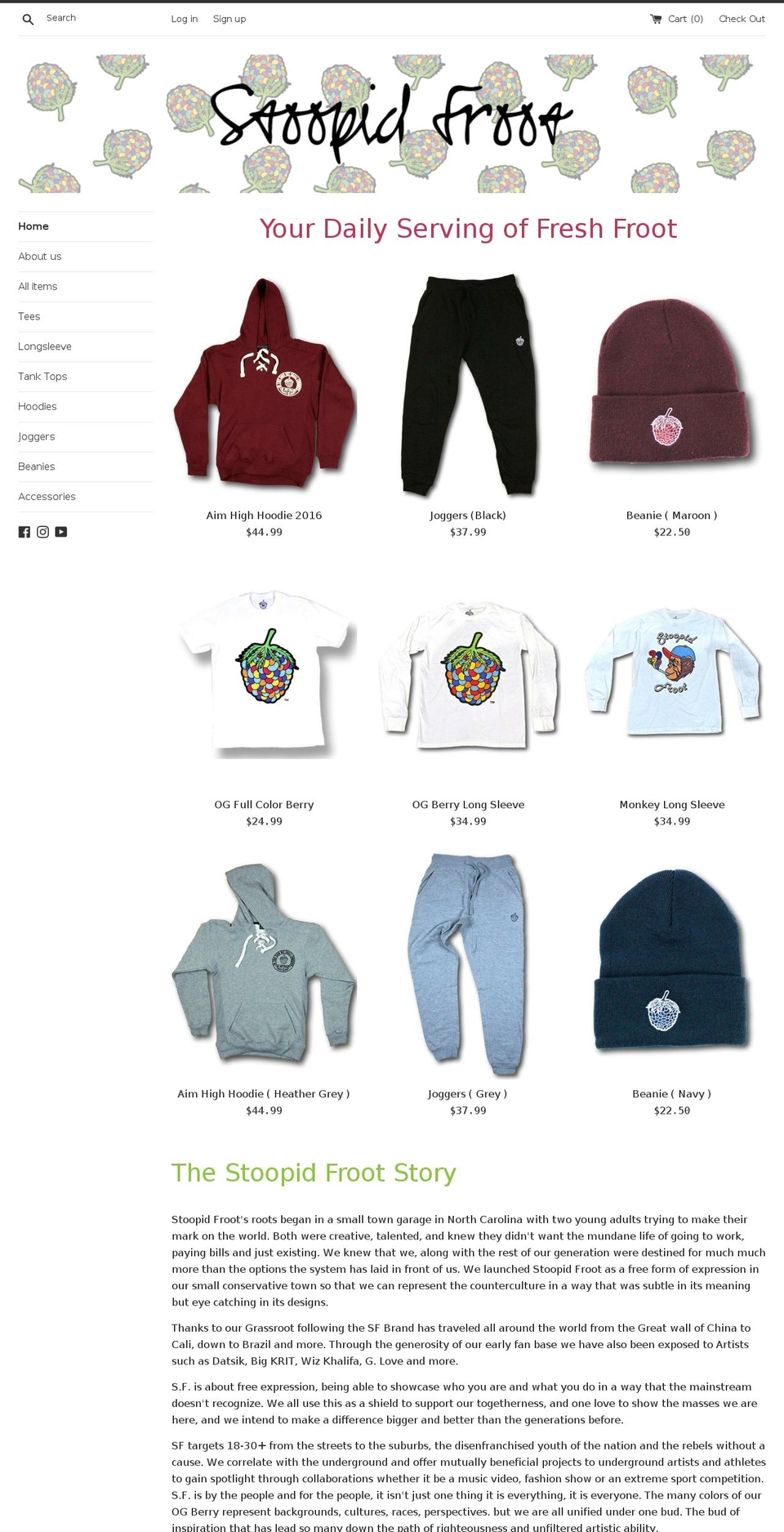 stoopidfruitclothing.com shopify website screenshot