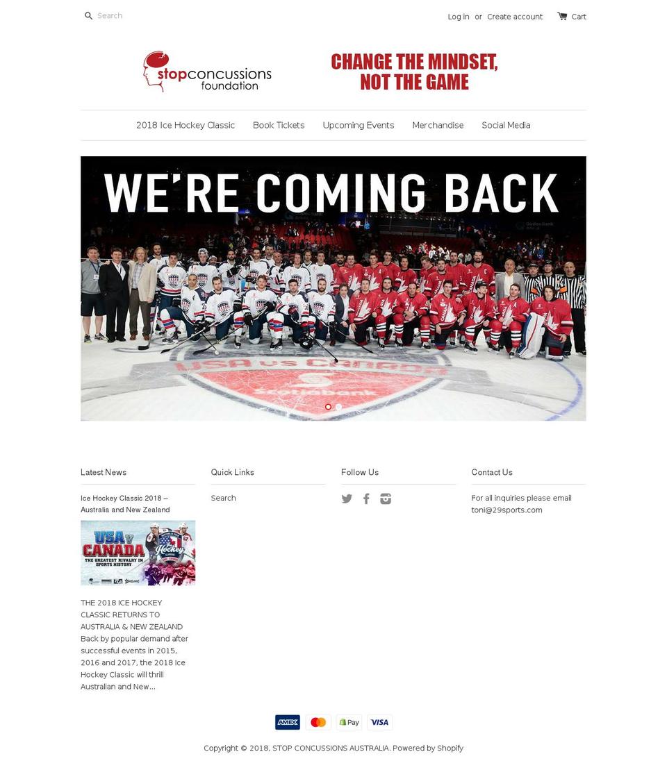 stopconcussionsaustralia.com.au shopify website screenshot