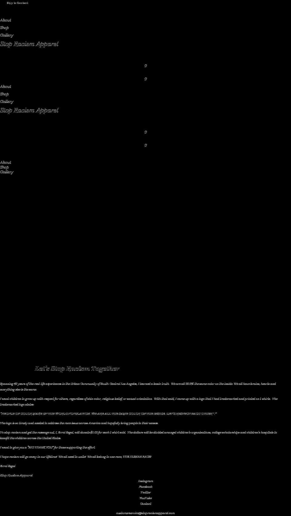 stopracismapparel.com shopify website screenshot