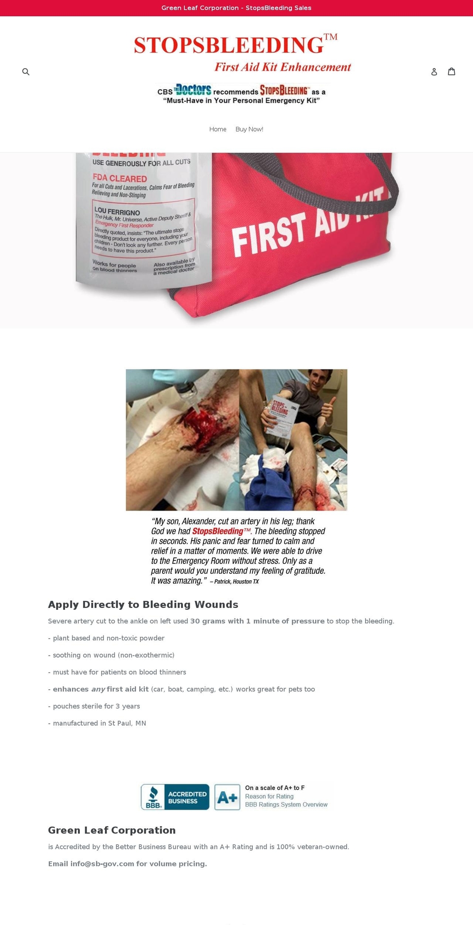 stopsbleedingsales.com — Shopify storefront screenshot