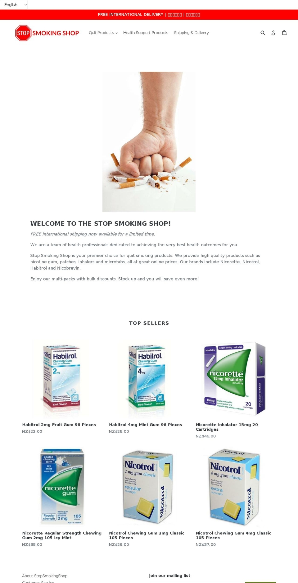 stopsmokingshop.com shopify website screenshot