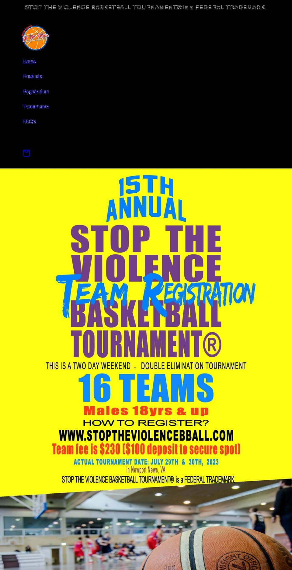 stoptheviolencebball.com shopify website screenshot