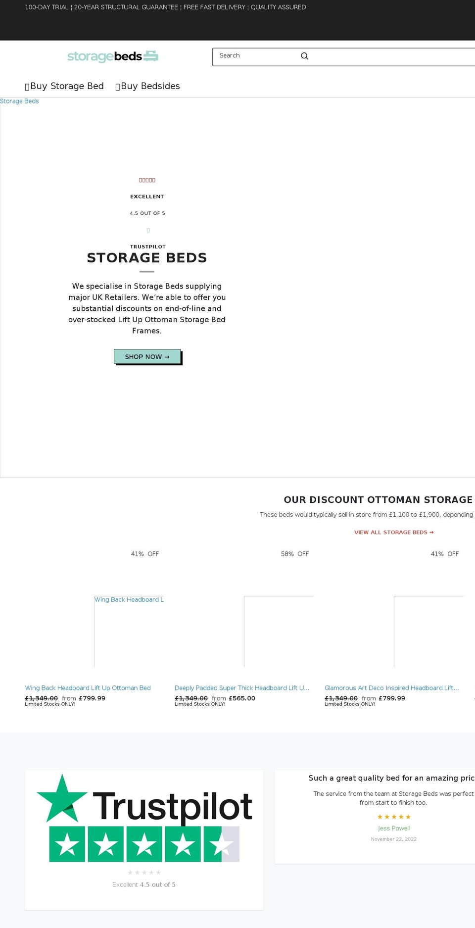 storage-bed.co.uk shopify website screenshot
