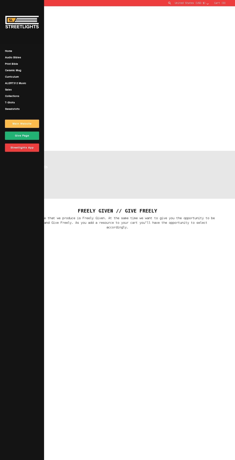 store-streetlightsbible.com shopify website screenshot