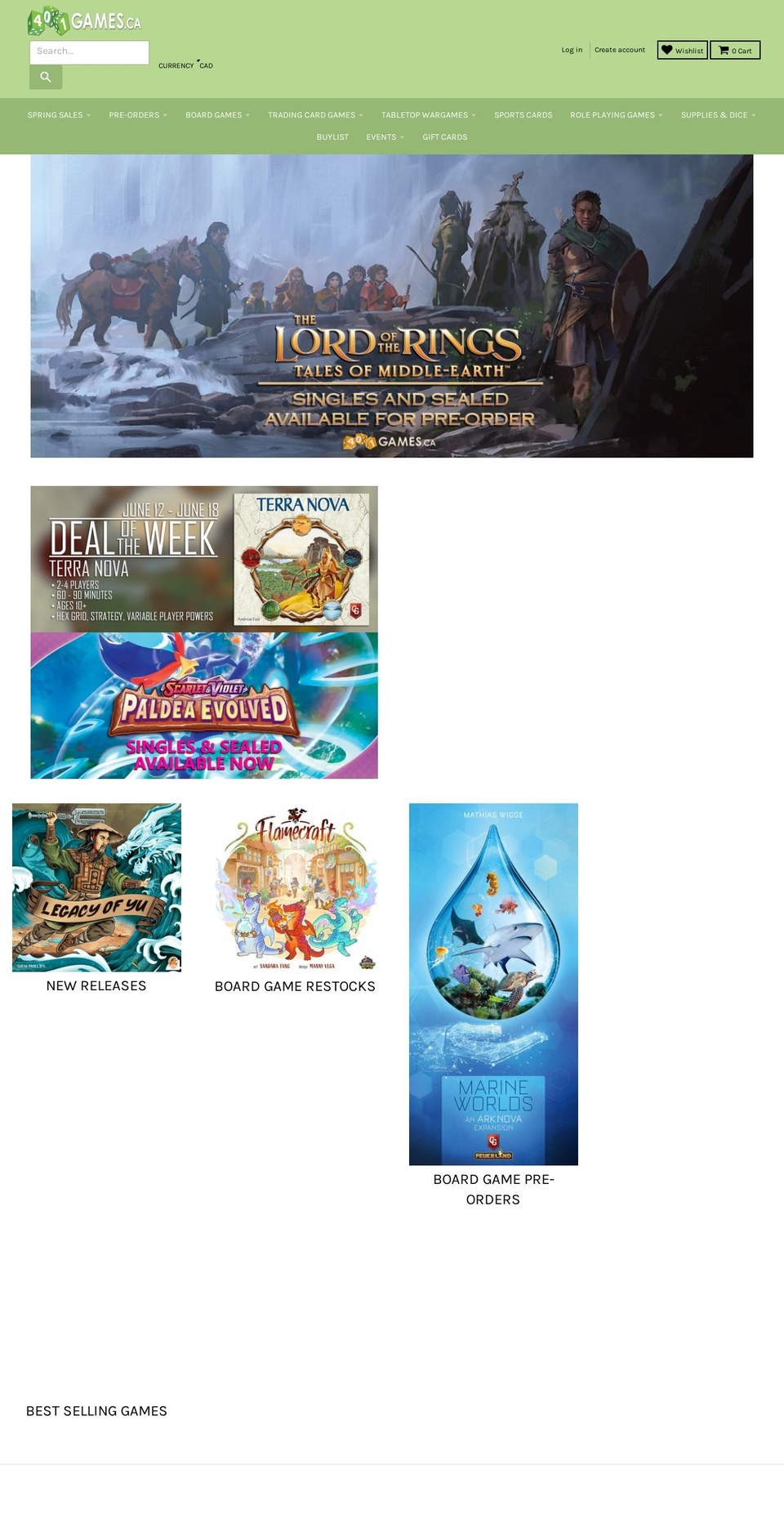 store.401games.ca shopify website screenshot