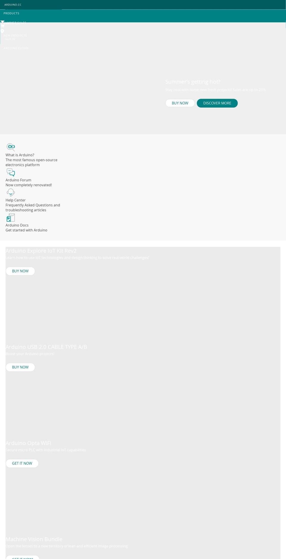 store.arduino.cc shopify website screenshot