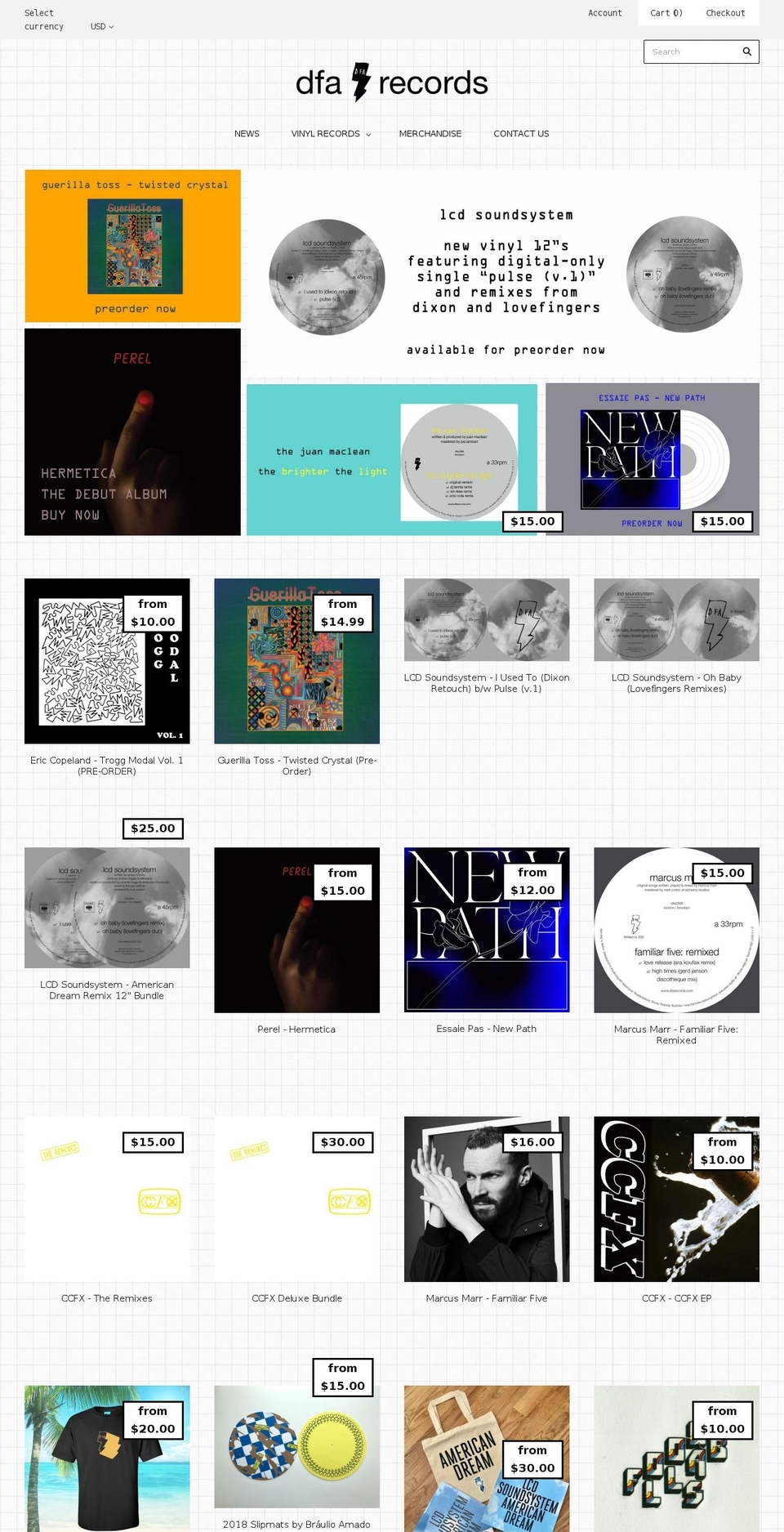 store.dfarecords.com shopify website screenshot
