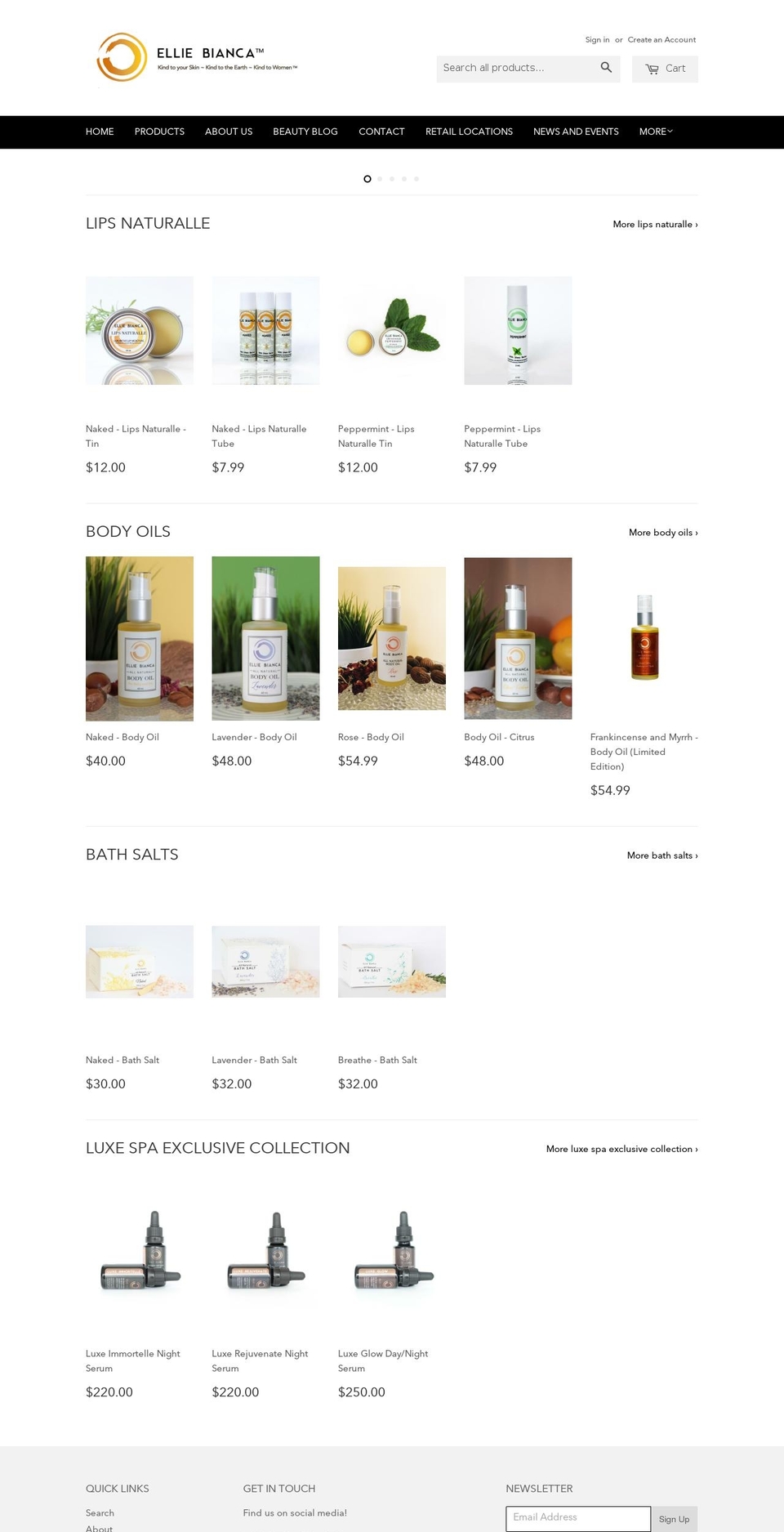 store.elliebianca.com — Shopify storefront screenshot