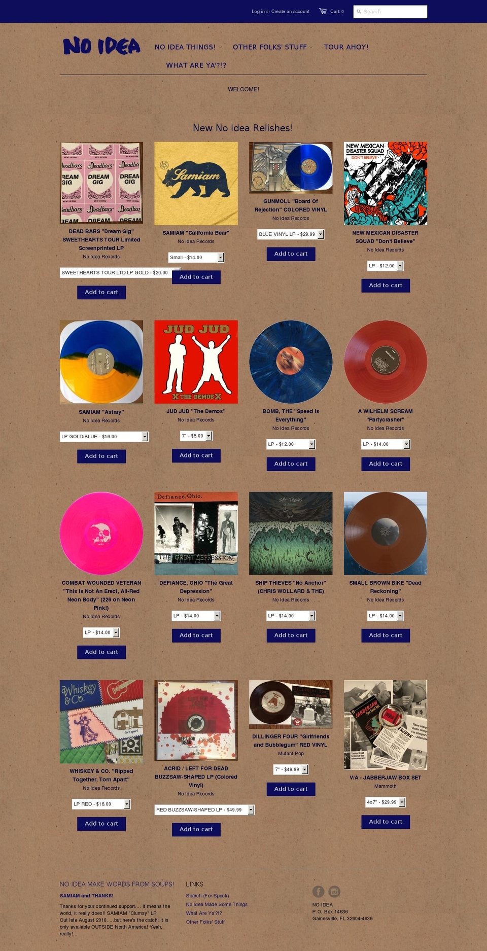 store.noidearecords.com shopify website screenshot
