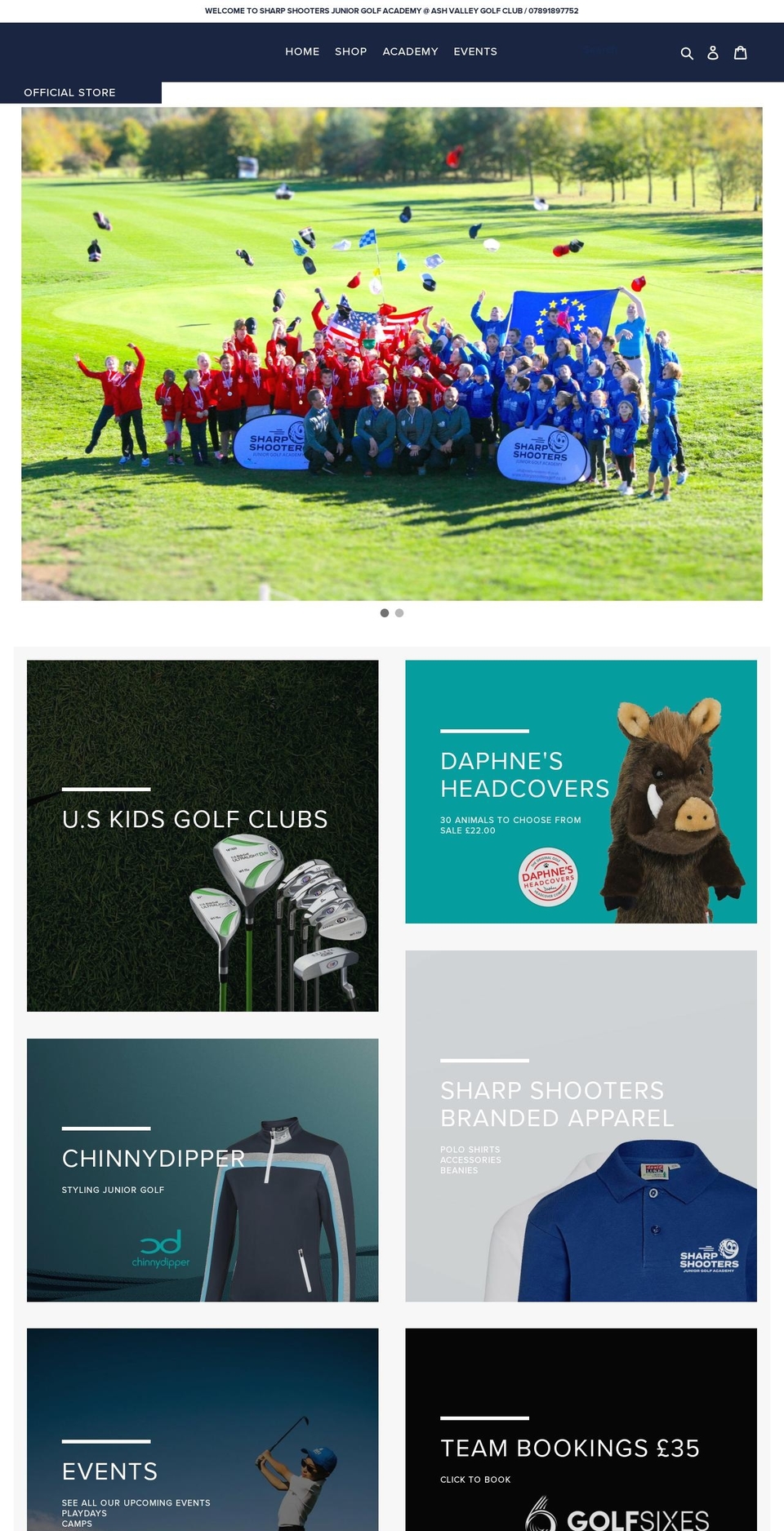 store.sharpshootersgolf.co.uk shopify website screenshot