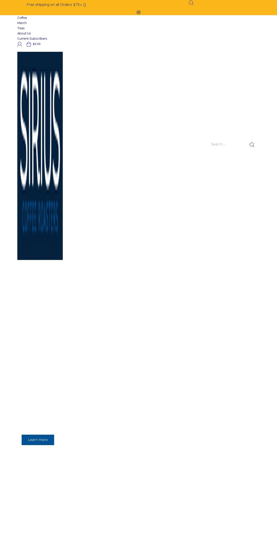 store.siriusroasters.com shopify website screenshot