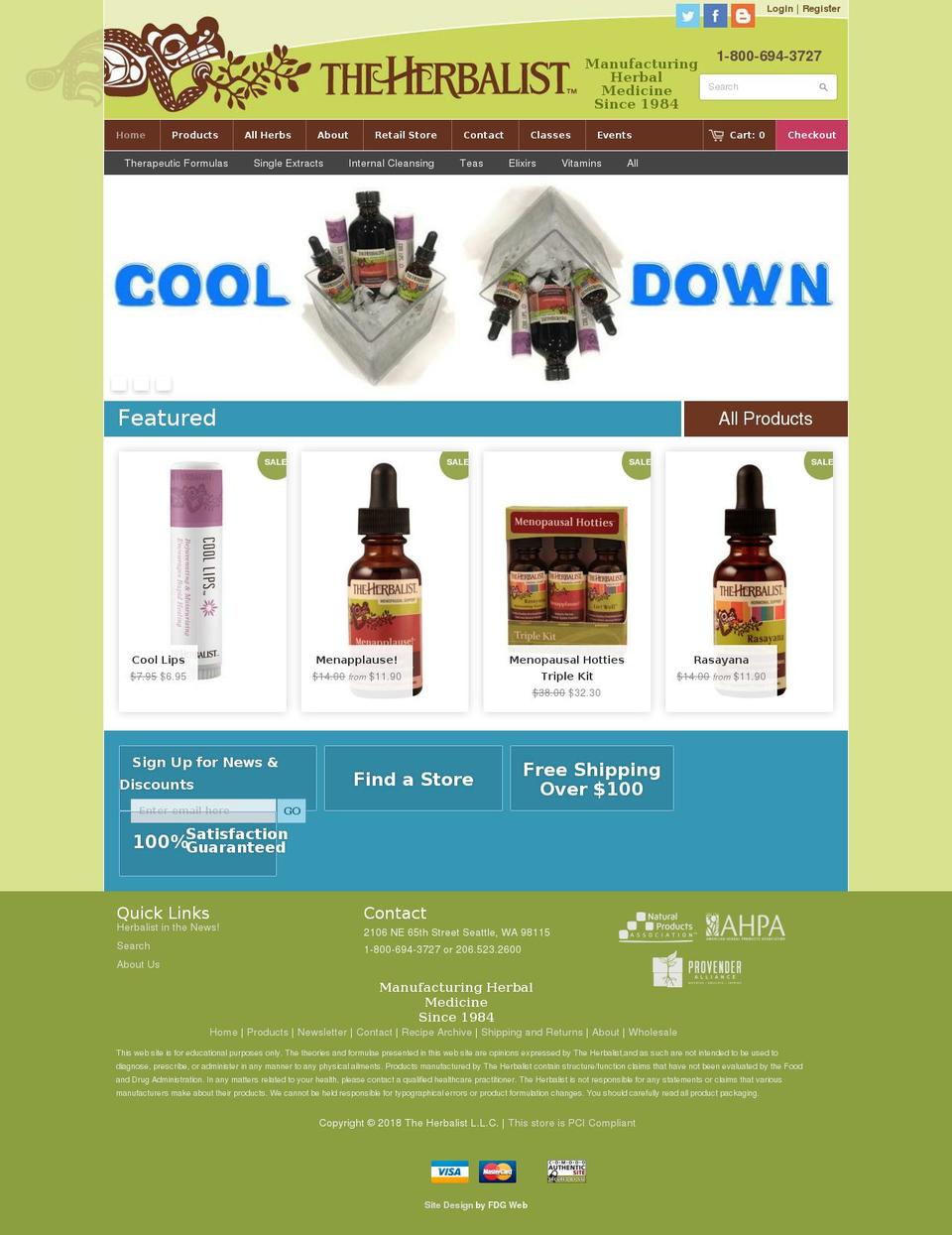 store.theherbalist.com shopify website screenshot