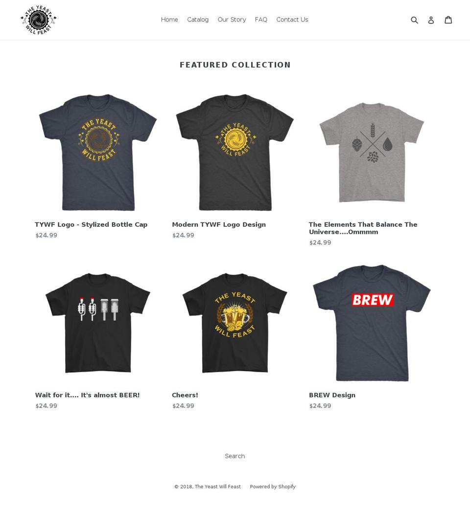 store.theyeastwillfeast.com — Shopify storefront screenshot
