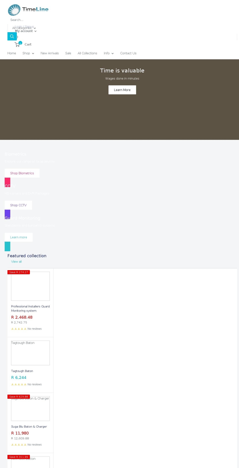 store.time-line.co.za shopify website screenshot