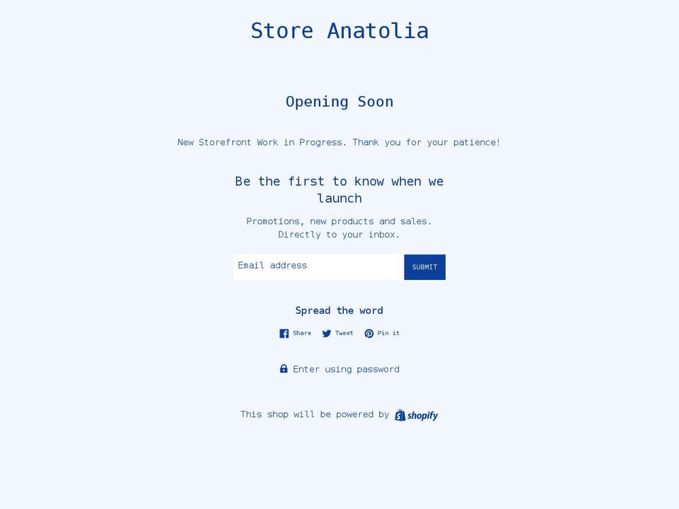 storeanatolia.com shopify website screenshot