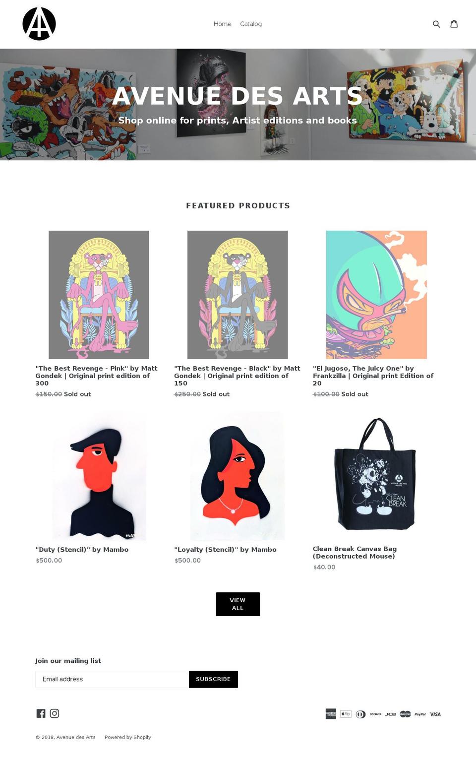 storeavenuedesarts.com — Shopify storefront screenshot
