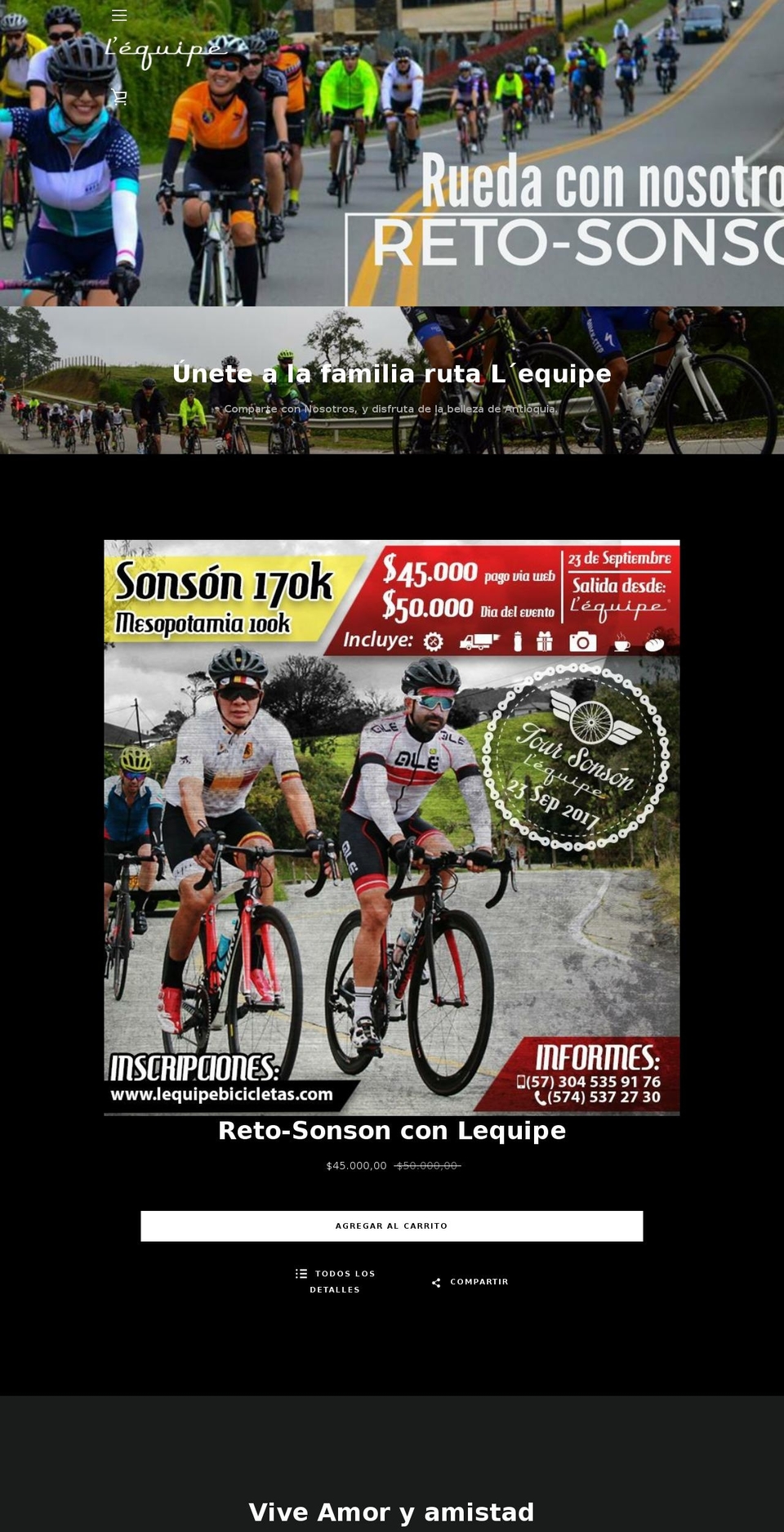 storebicicletaslequipe.com — Shopify storefront screenshot