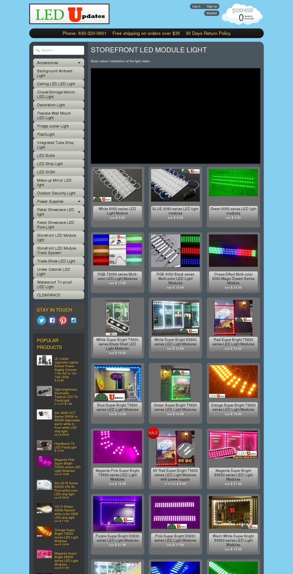 storefrontledlights.com shopify website screenshot
