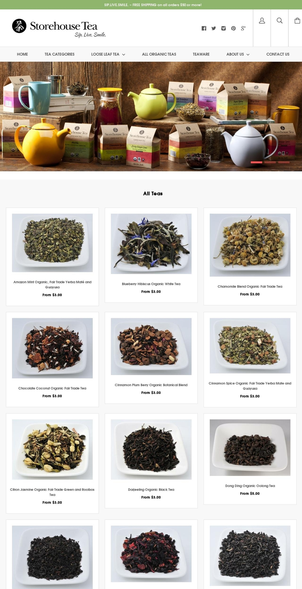 storehousetea.com shopify website screenshot