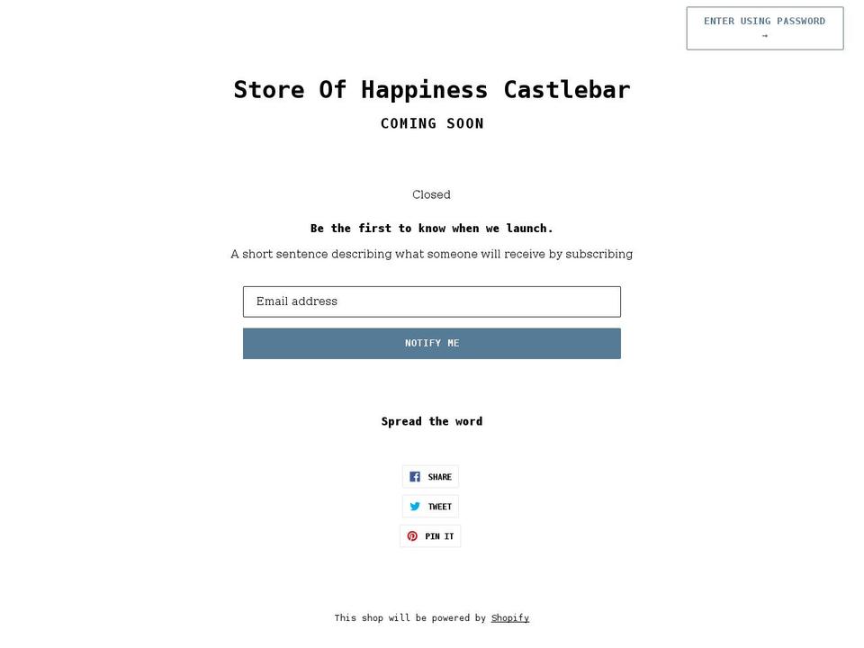 storeofhappinesscastlebar.com shopify website screenshot