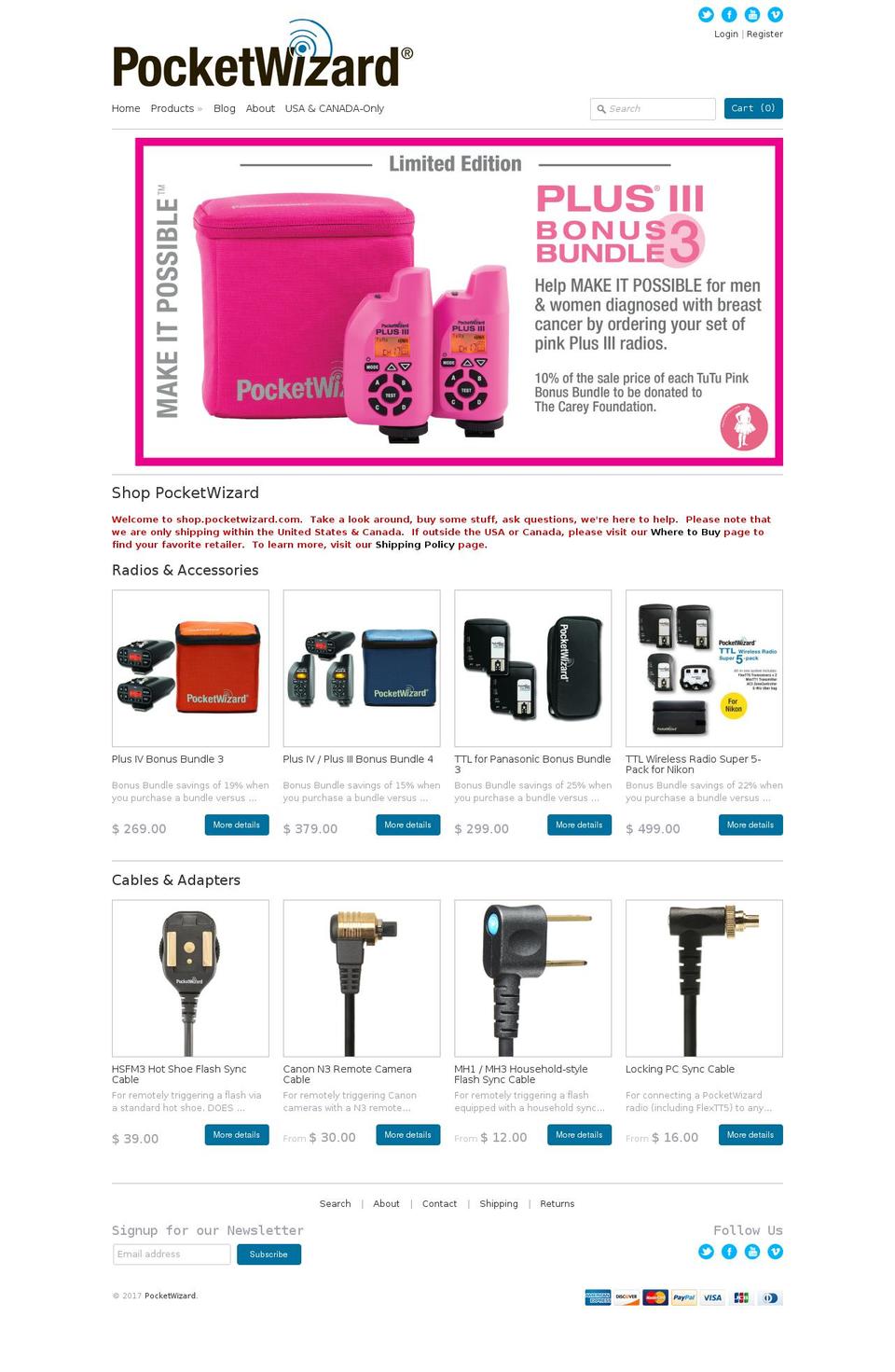 storepocketwizard.com shopify website screenshot