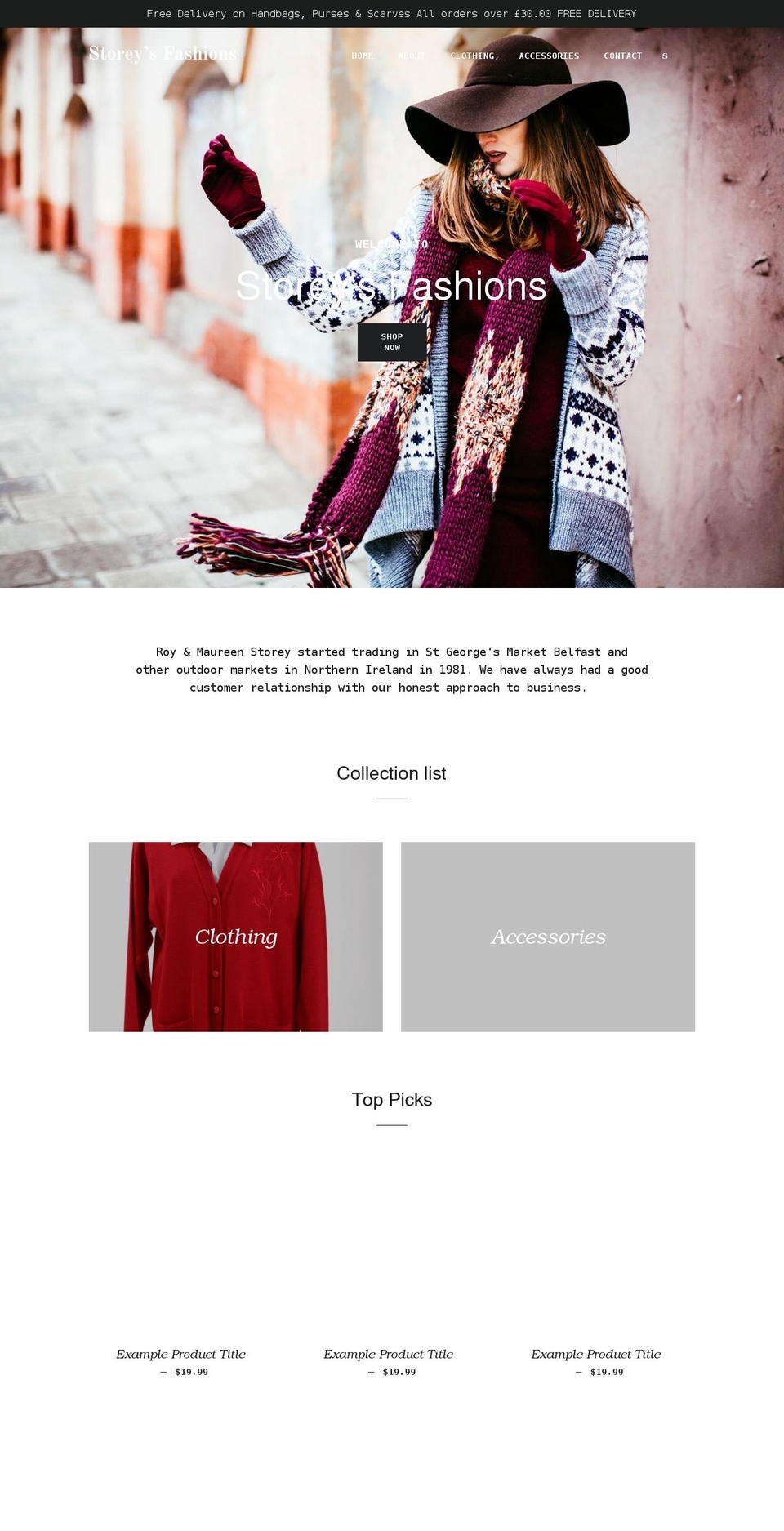 storeysfashions.com shopify website screenshot