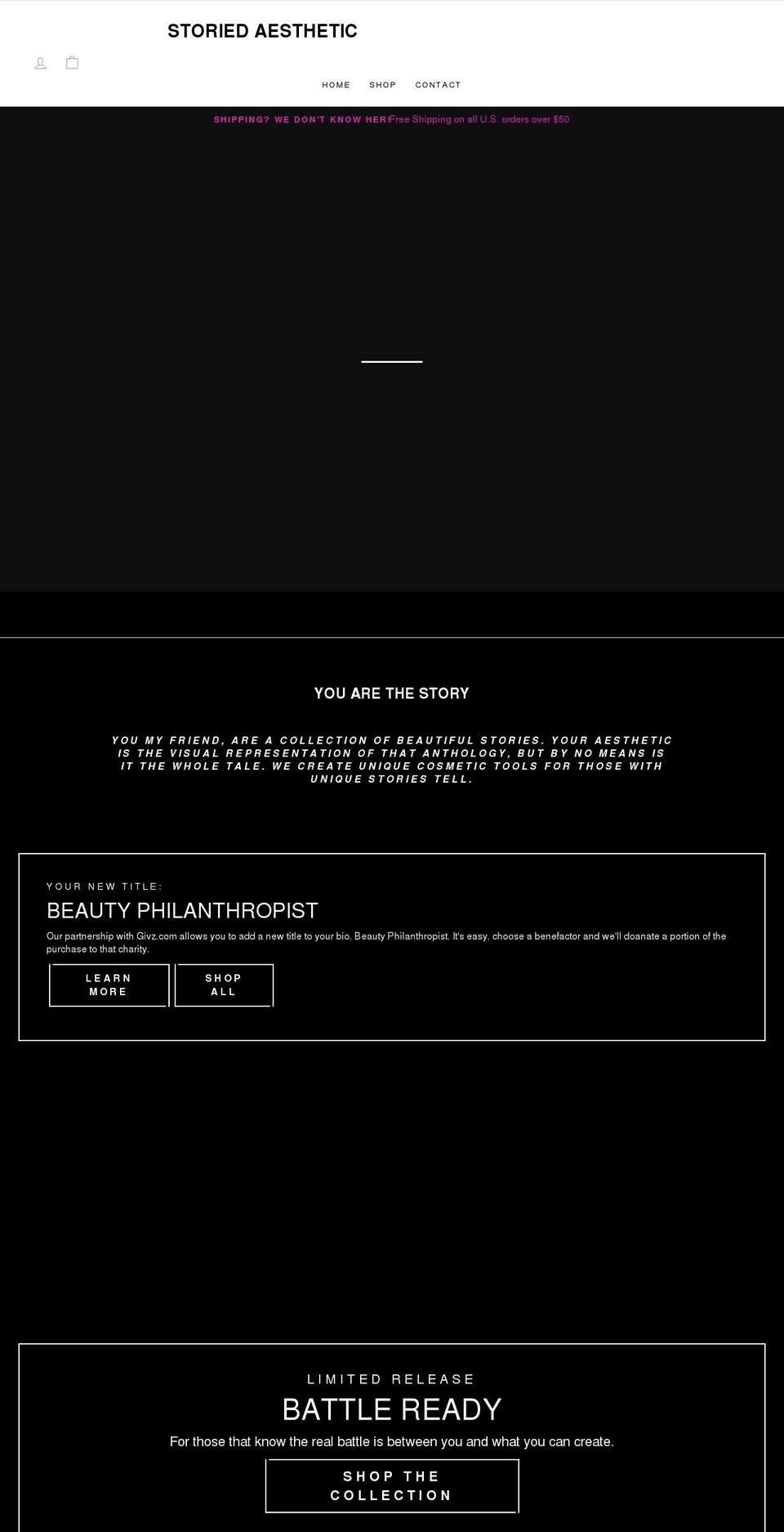 storiedaesthetic.com shopify website screenshot