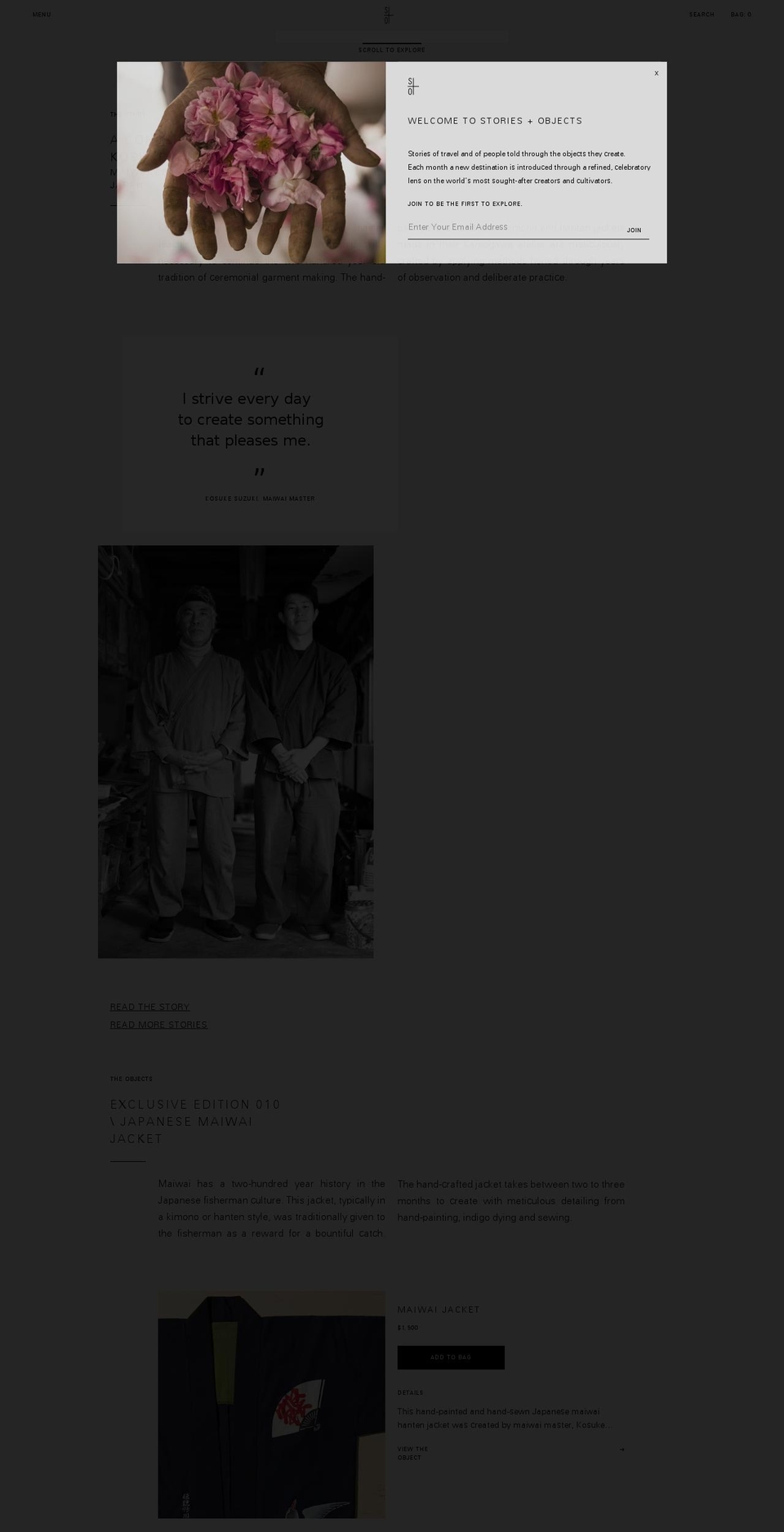 storiesandobjects.com shopify website screenshot