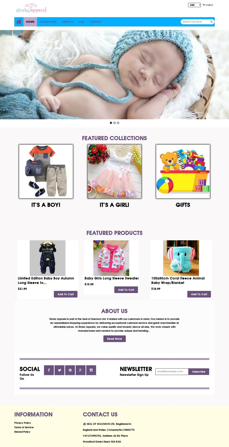 Childhood Shopify theme site example storksapparel.com