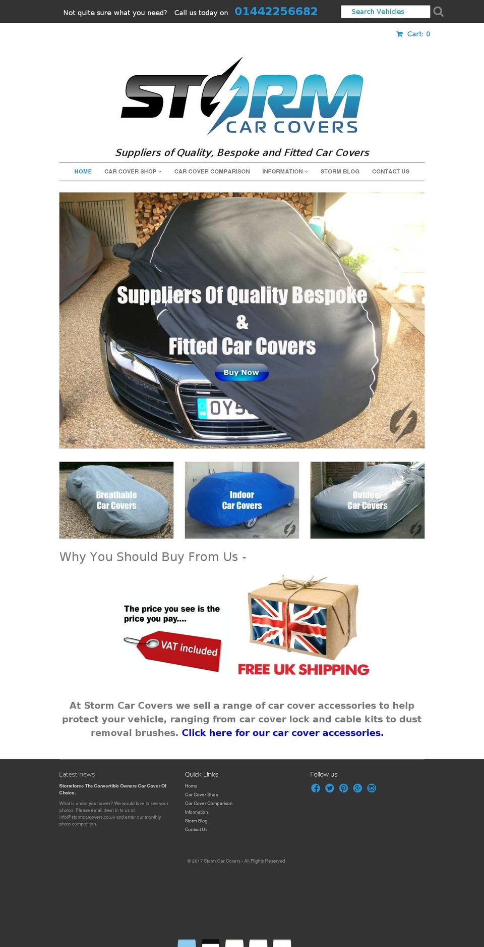 stormcarcovers.co.uk shopify website screenshot